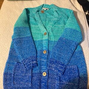 Woman Within Blue Cardigan Sweater Gradient Knit